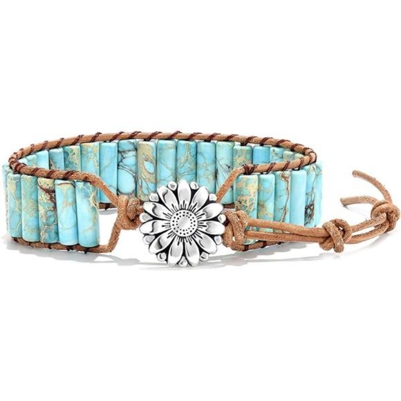 Chakra Healing Leather Bracelet - Boho Style - Picture 2 of 4